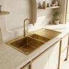 Pure.Sink Exclusivo Gold 1.5 sink with draining board 100x52 cm Tapwing left PEX3418100LT-60